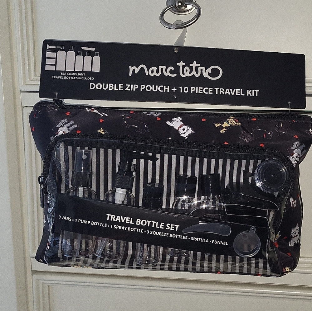 Marc Tetro Dog  Black Cosmetic Travel Bag Set - Picture 2 of 5